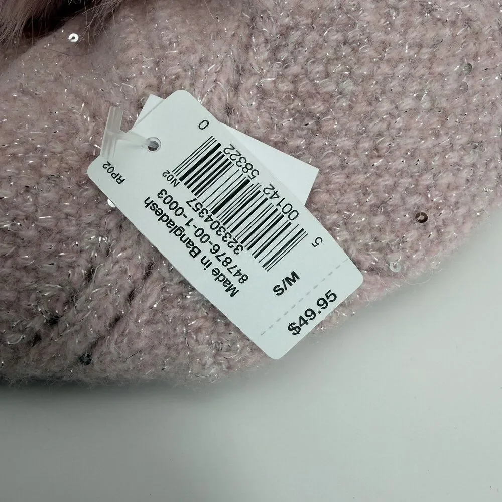 Gap Kids Pink Knit Puff Ball Beanie Hat NWT Youth Girls Size‎ L/XL